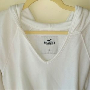 Hollister white hooded shirt
